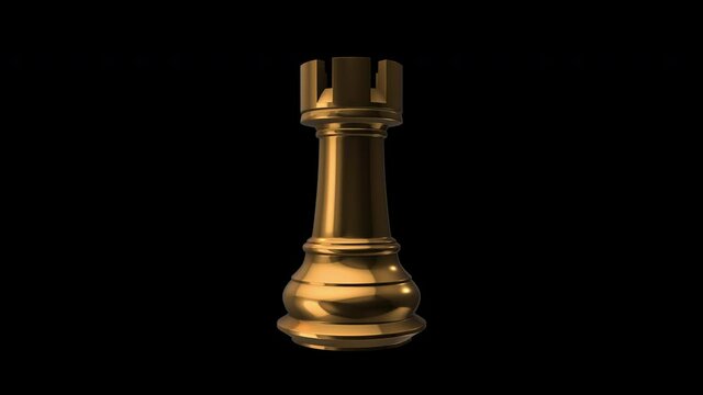 3d chess pieces king rotating on alpha channel background in seamless loop.
