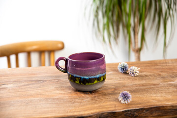 cup of coffee on a rustic table