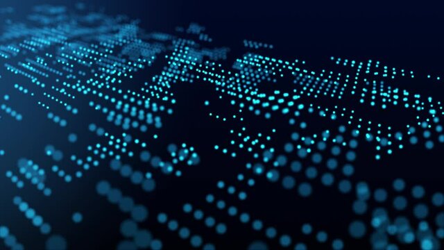 Blue futuristic stream Data Communication flying, digital technologic animation