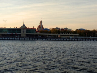 Evening and Sunset river. sunset on the waterfront