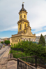 Fototapeta premium Buchach townhall in old town of Buchach city. Ukraine