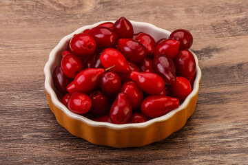 Sweet and ripe cornel berries