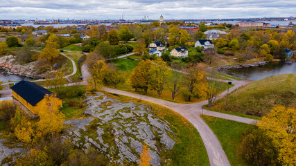 Aerial view of Suomenlinna fortress island in Helsinki, Finland	