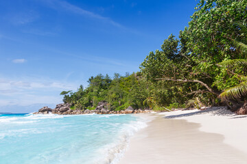Fototapeta na wymiar Seychelles Anse Georgette beach Praslin island vacation sea