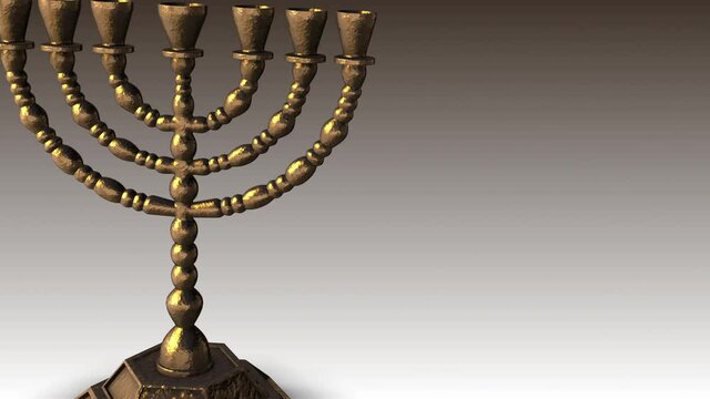 Menorah - rotation Sx - 3D model animation on a gradient background