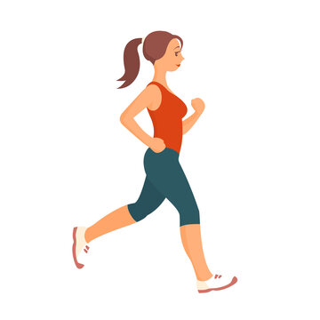 A beautiful slender girl is running. Sports training. Vector isolated illustration.