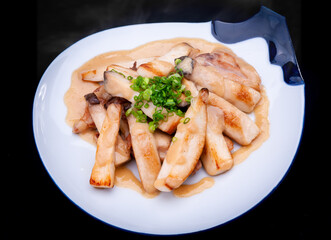 King oyster mushroom fried with miso.