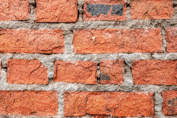 abstract background of an old red brick wall  close up