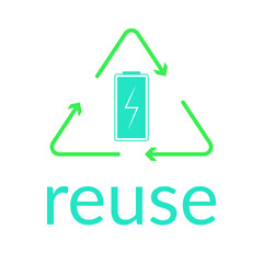 Eco concept battery, clean energy. Vector illustration in flat style, minimalism. Linear abstract batteries with a charge level indicator in the form of plant leaves.