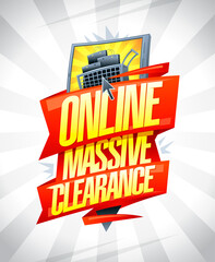 Online massive clearance, vector sale banner vector mockup with smartphone