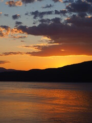 Orange sunset on mountains