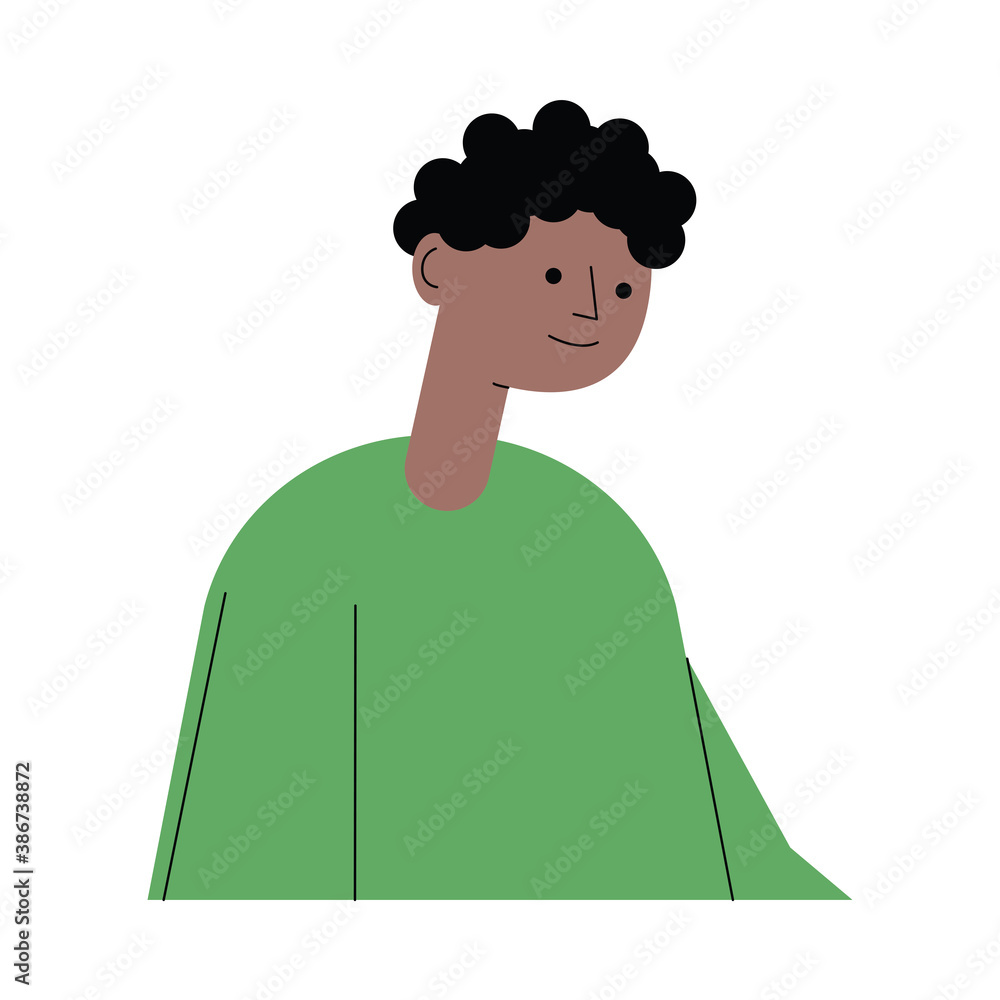 Sticker afro young man avatar character icon