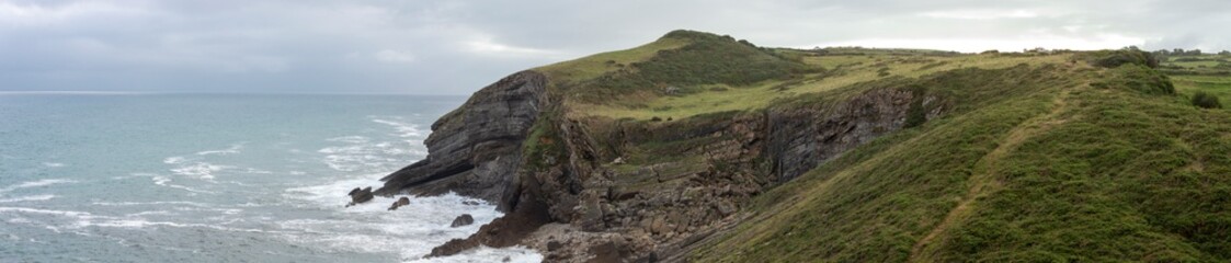 Panorama scape of the cliffs of Ruiloba, Cantabria, Spain
