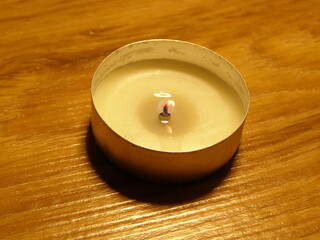 Candle and matches on the table