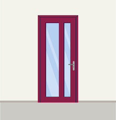 Interior doors, office, entrance. Door icon. Cartoon colourful front doors. Vector illustration in minimalistic flat design style.
