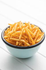 French fries. Fried mini potato sticks.