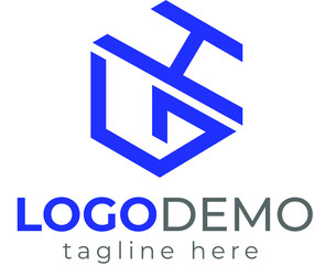 Initial GH geometrics shape monogram logo design  