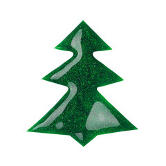 Fototapeta premium Blot of green fir tree shaped nail polish isolated on white