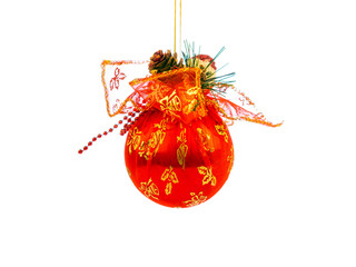 Chinese red christmas balloon on white isolated background