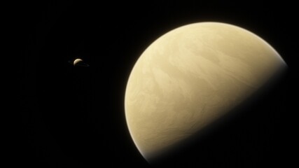 space background, detailed planet surface, beautiful alien planet in far space, realistic exoplanet, planet similar to Earth 3d render