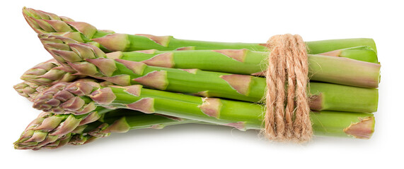 Fresh green asparagus isolated on white background