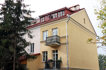 Quiet streets of the old part of Minsk city, Republic of Belarus. Autumn and rest concept.