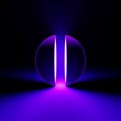 3d rendering illustration. blue violet lighted abstract sphere
