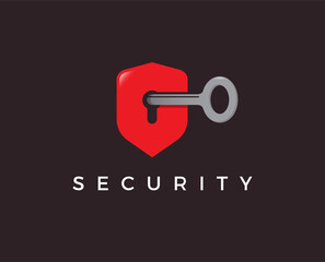 minimal home security logo template - vector illustration