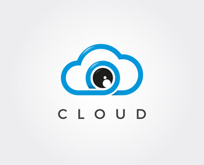 Obraz premium minimal photo cloud logo template - vector illustration