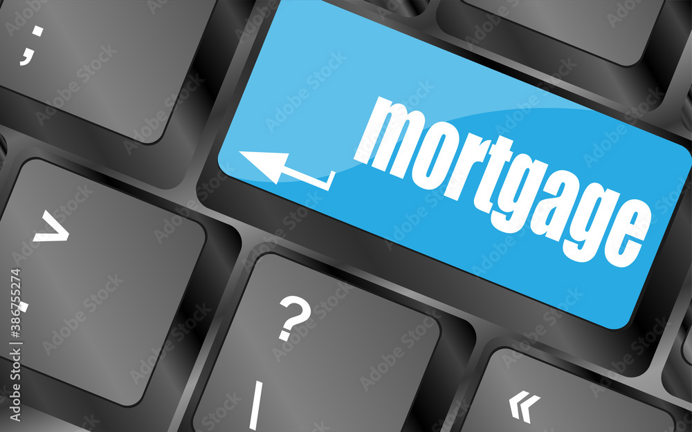 Poster keyboard with single button showing the word mortgage