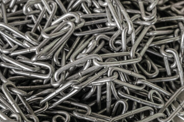 Close-up of long industrial steel chain