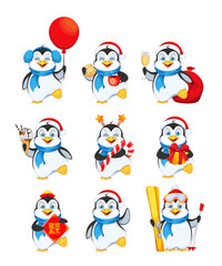 Funny penguin cartoon character