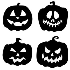 Pumpkins black set. jack-o-lanterns black set. Funny lantern faces.