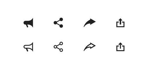 Naklejka premium Share icon set. Social media button symbol. Send web sign. Publish concept illustration in vector flat