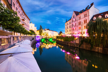 Obraz premium Ljubljana City Center at Dusk