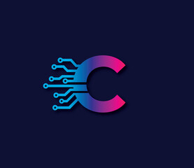 C Alphabet Data Storage Technology Logo Design Concept