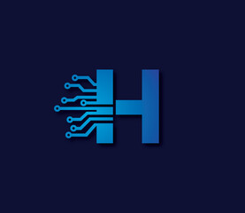Obraz premium H Alphabet Data Storage Technology Logo Design Concept
