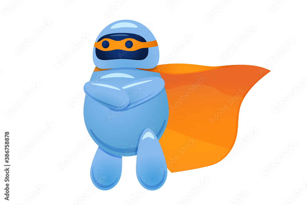 Poster cute super bot standing with crossed arms