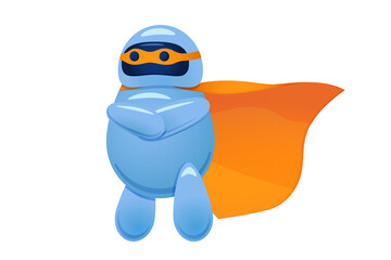 Cute super bot standing with crossed arms