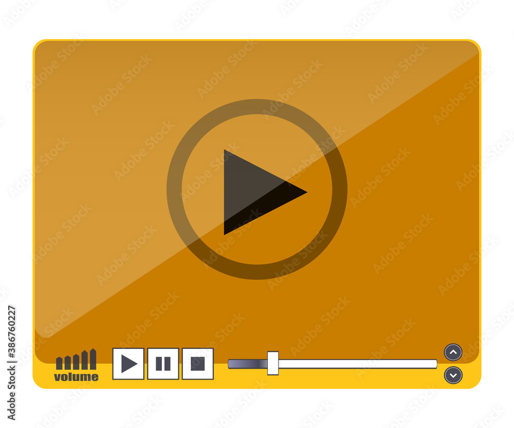 Poster media video player interface. play web media player icon. flat multimedia player for mobile apps vid