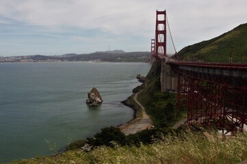 Golden Gate Bridge next to the water