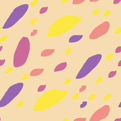 Fototapeta na wymiar Abstract seamless pattern with colored oval elements. Vector texture for your design. Simple trendy texture with randomly colored shapes.