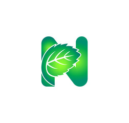 N Alphabet Nature Logo Design Concept