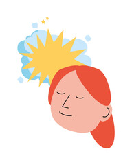 woman sick head avatar character