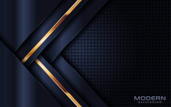 Modern dark navy background with abstract shape and golden lines element.