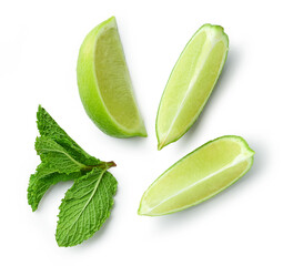 lime slices and mint