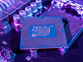 interchangeable silicon microprocessors for desktop, server, laptop, cpu surface with contacts for...