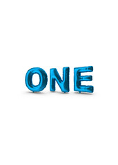 Illustration with Ballons word One on white background