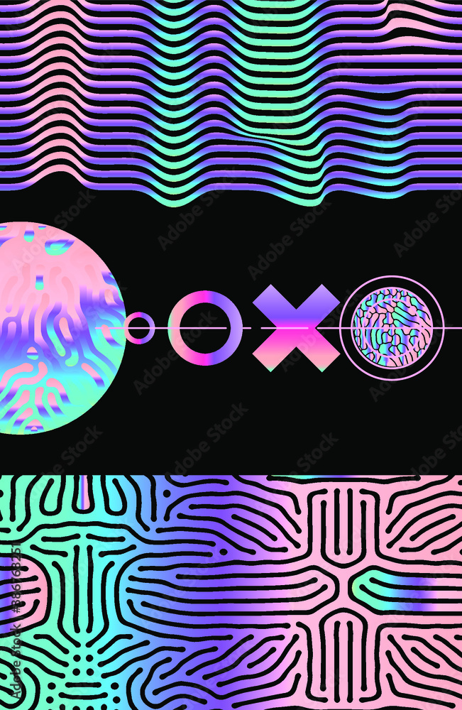 Poster abstract geometric composition with glitched surface and circle. sci-fi surreal style poster or cove