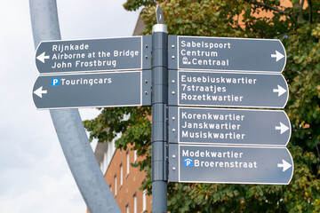 Route sign in Arnhem the Netherlands